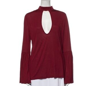 Haute Hippie burgundy blouse with keyhole accent. Size M. NWT